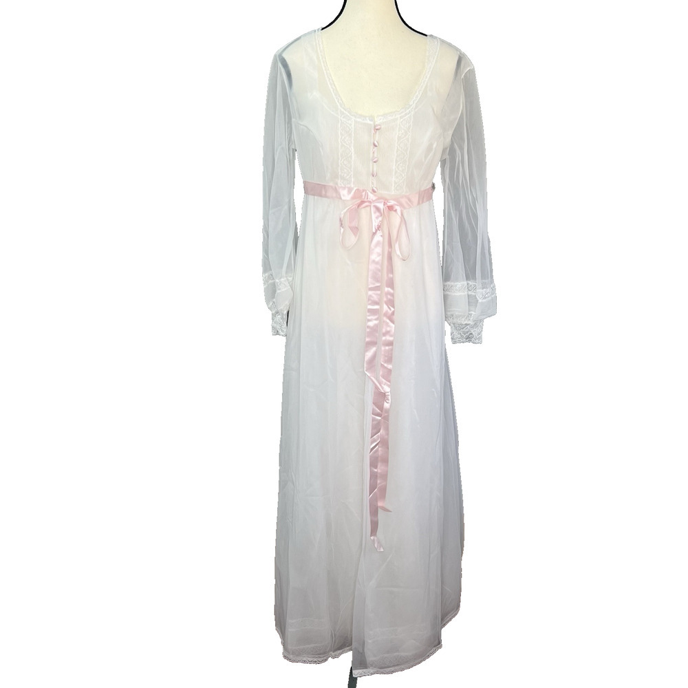 VTG 60s Vanity Fair Sheer Organza Nylon Peignoir Nigthgown‎ Set Size 36 Fairy